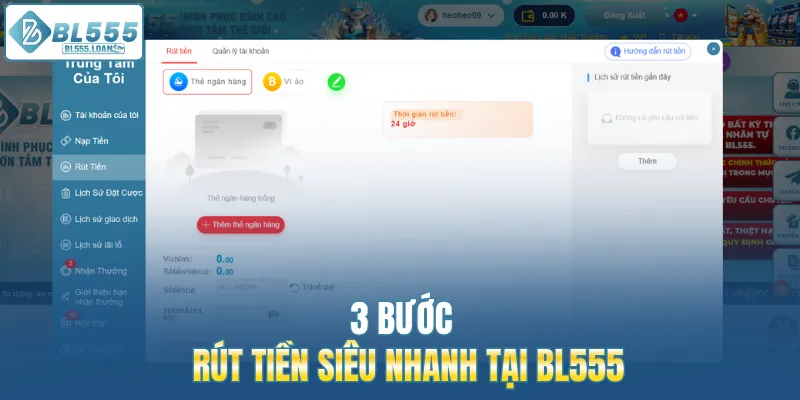 các bước rút tiền tại bl555